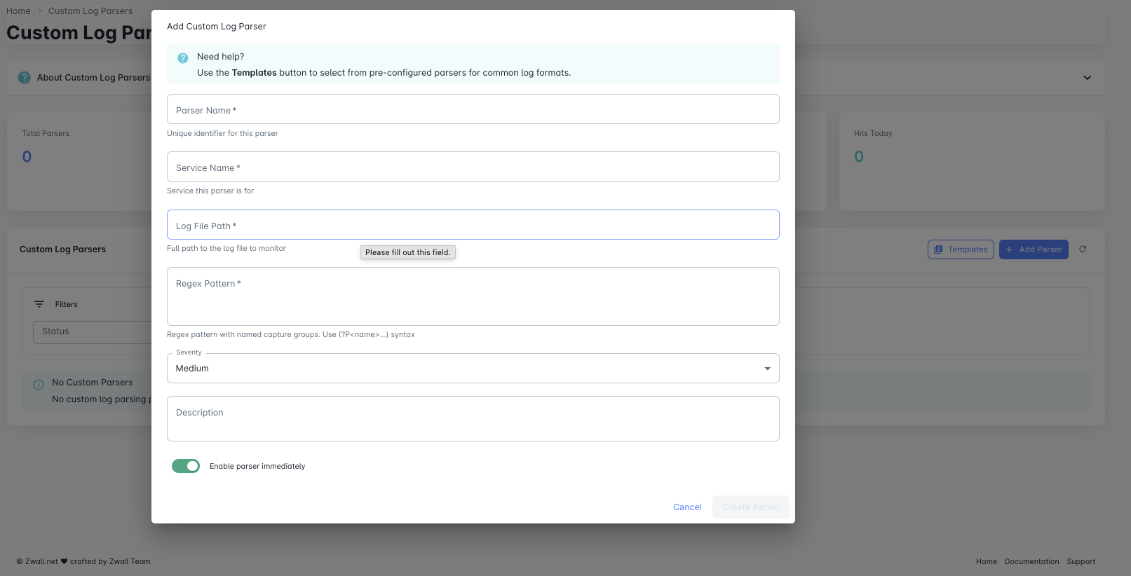 Integration Custom Log Parser